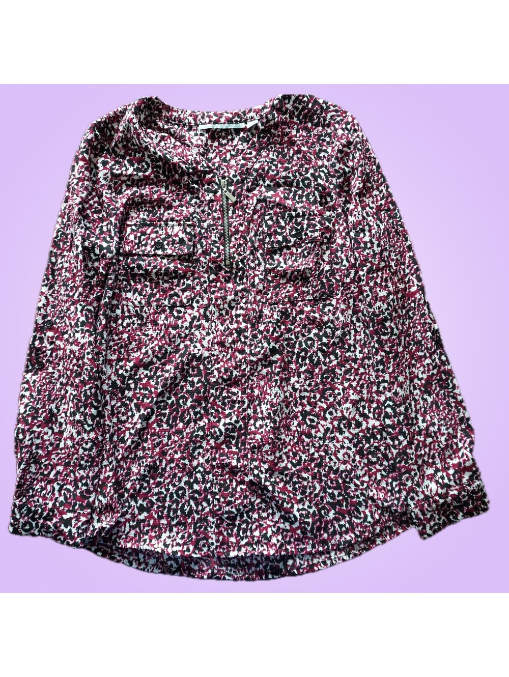 Womens Small Abstract Print Blouse by Valerie Stevens | Long Sleeves